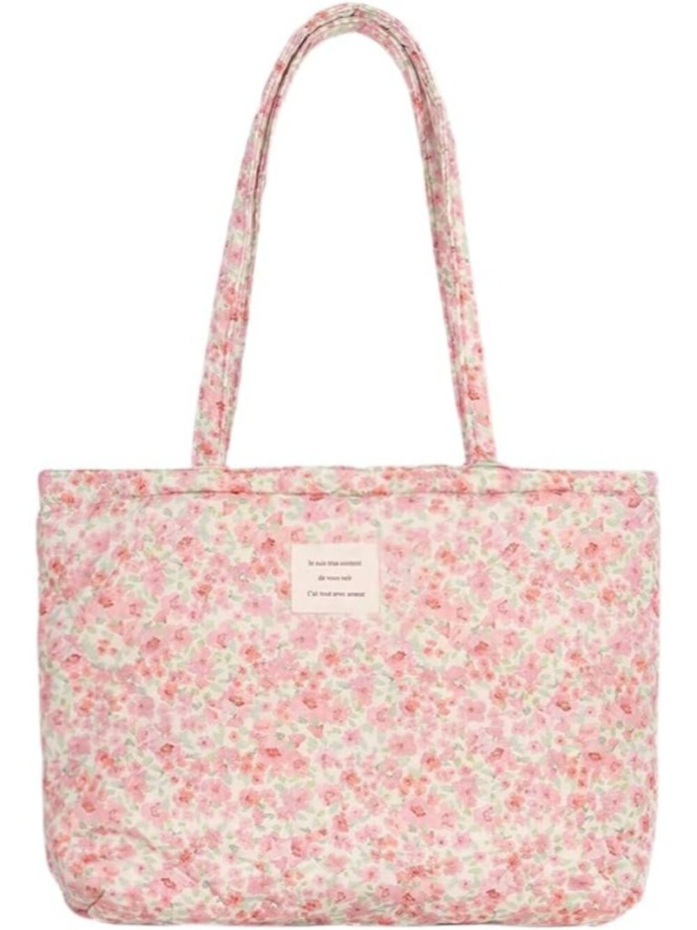 Floral Quilted Cotton Shoulder Bag for Women Medium Size Handbag Large Capacity